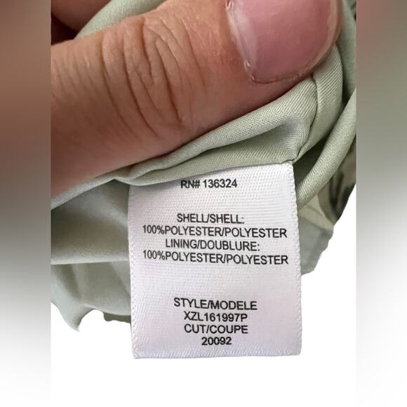 H by Halston Palm Leaf Print Green Sheer V-Neck Ruffle Maxi Dress Size 2 - Picture 2 of 9